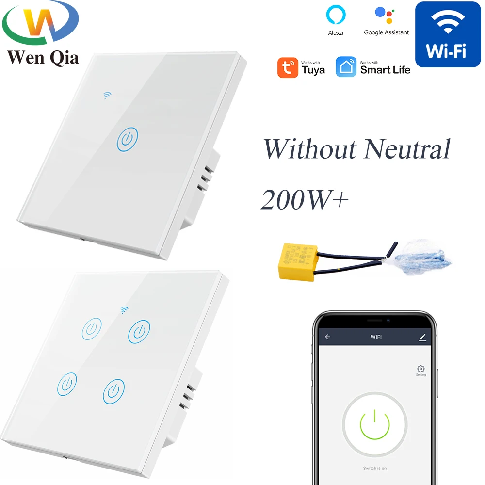Настенный выключатель с поддержкой Wi-Fi и таймером 220 В сенсорная стеклянная