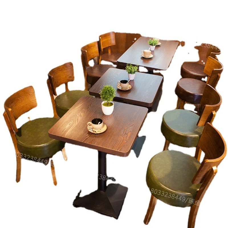 

YY Milk Tea Shop Coffee Shop Solid Wood Dining Chair Small Square Table Long Table Commercial Use