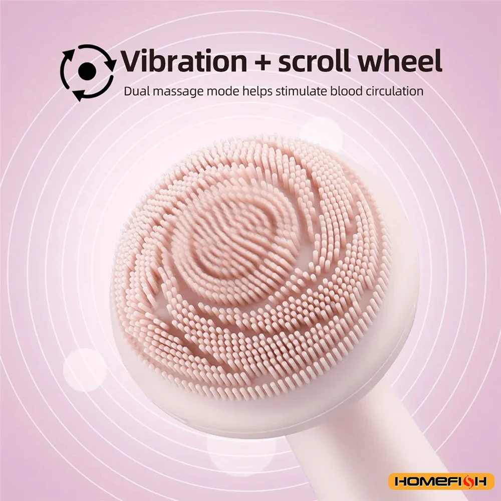 Rechargeable Electric Silicone Facial Cleansing Brush Waterproof Vibration Massage Tool for Deep Pore Cleansing