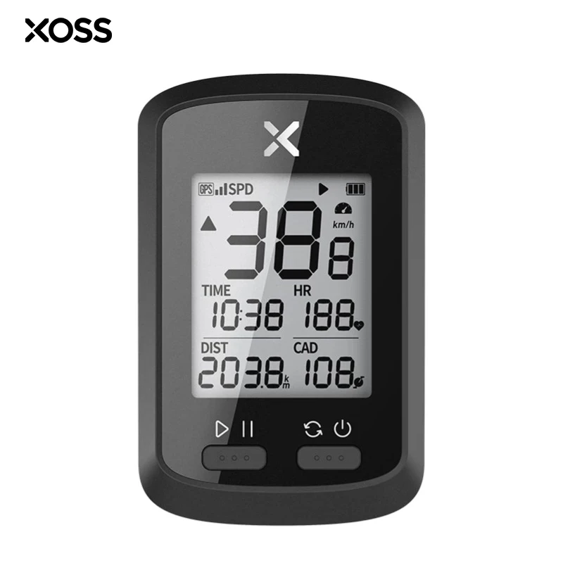 Фото Компьютер велосипедный XOSS G GPS беспроводной, спидометр, водонепроницаемый, Bluetooth, ANT +, скорость педалирования №1