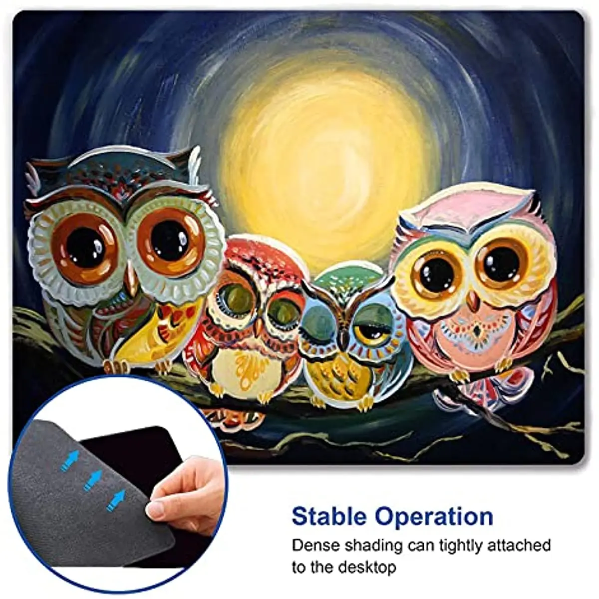 Cute Owl Mouse Pad Unique Design Anti-Slip Rubber Base Mouse Pad for Desktop Computer and Laptop Mouse Pad 9.5X7.9 Inch