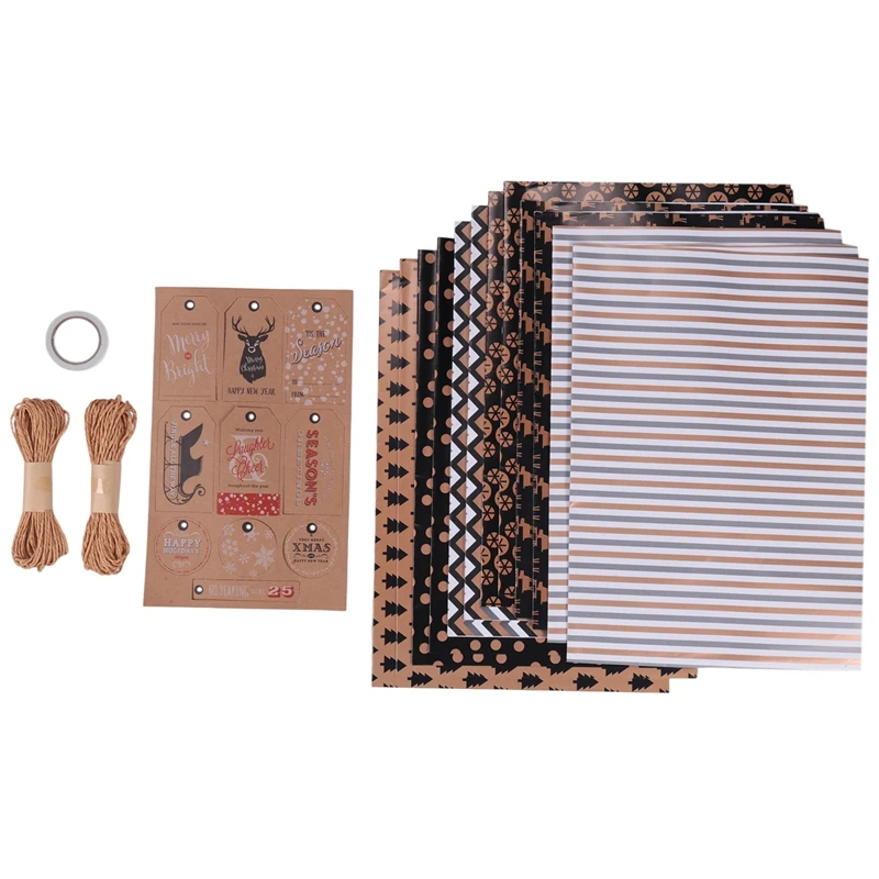 

12 Sheets Christmas Wrapping Paper,Gift Wrapping Paper With 6 Different Patterns,Wrapping Paper For Christmas