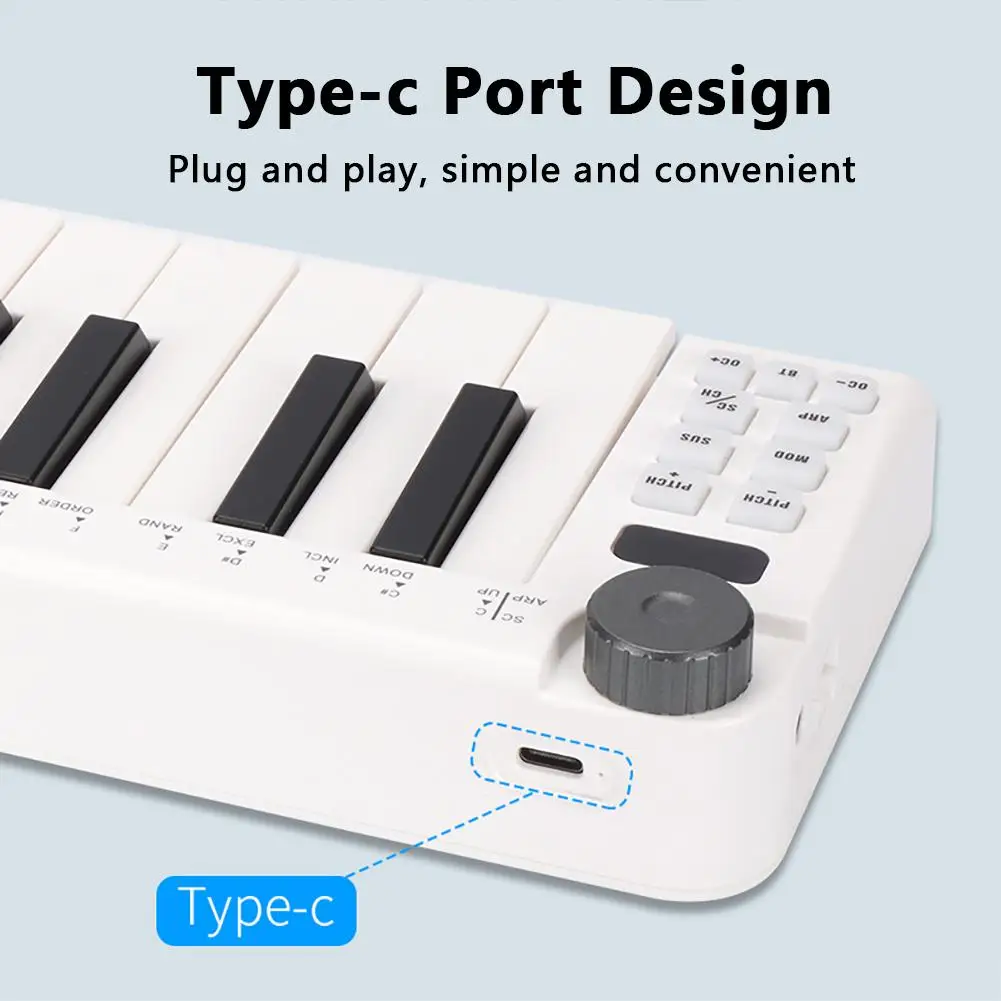 Musical Instrument Electronic Musical Instrument Electronic Piano YOUZI ABS Midi Keyboard Controller Usb Rechargeable 25 Keys Smart Wireless Midi-out Mini Portable Midi Keyboard