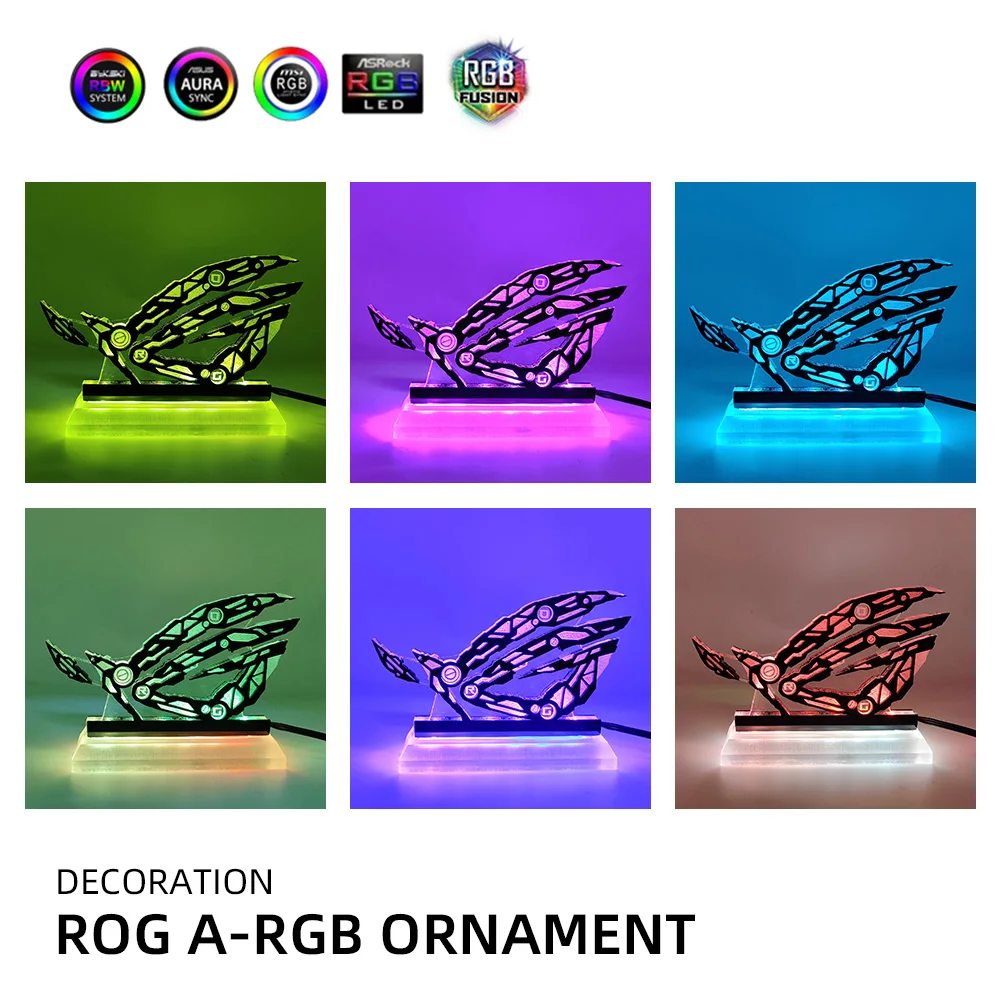 Base de Iluminação Acrílica Rog para Gabinete Gamer Iluminação Arco-íris República dos Gamers Figura Rog Ornamentos de Crença Led 5v 3pin Aura Sync - Imagem 5