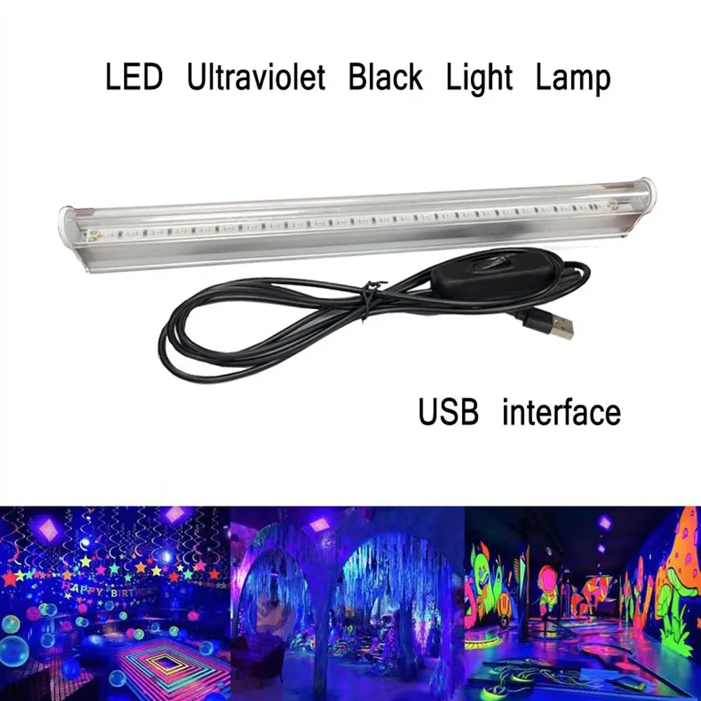 Black Light UV Lamp Strip T5 Tube 5VWUSB Indoor Ambient Light Money Detector Decor UV395NM Nail Ultraviolet Lamp