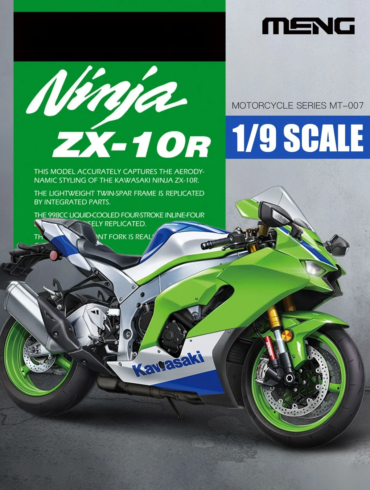 MENG Kawasaki Ninja ZX-10R Motorcycle 1/9 MT-007 Plastic