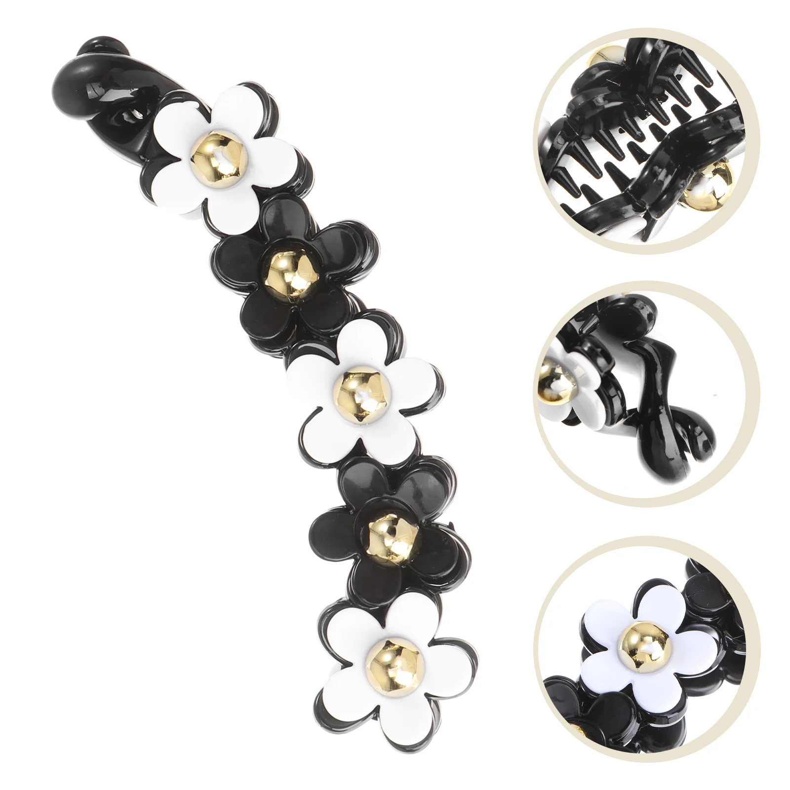 

1pcs Flower French Barrette Banana Hair Clips Toothed Ponytail Holder for Ladies