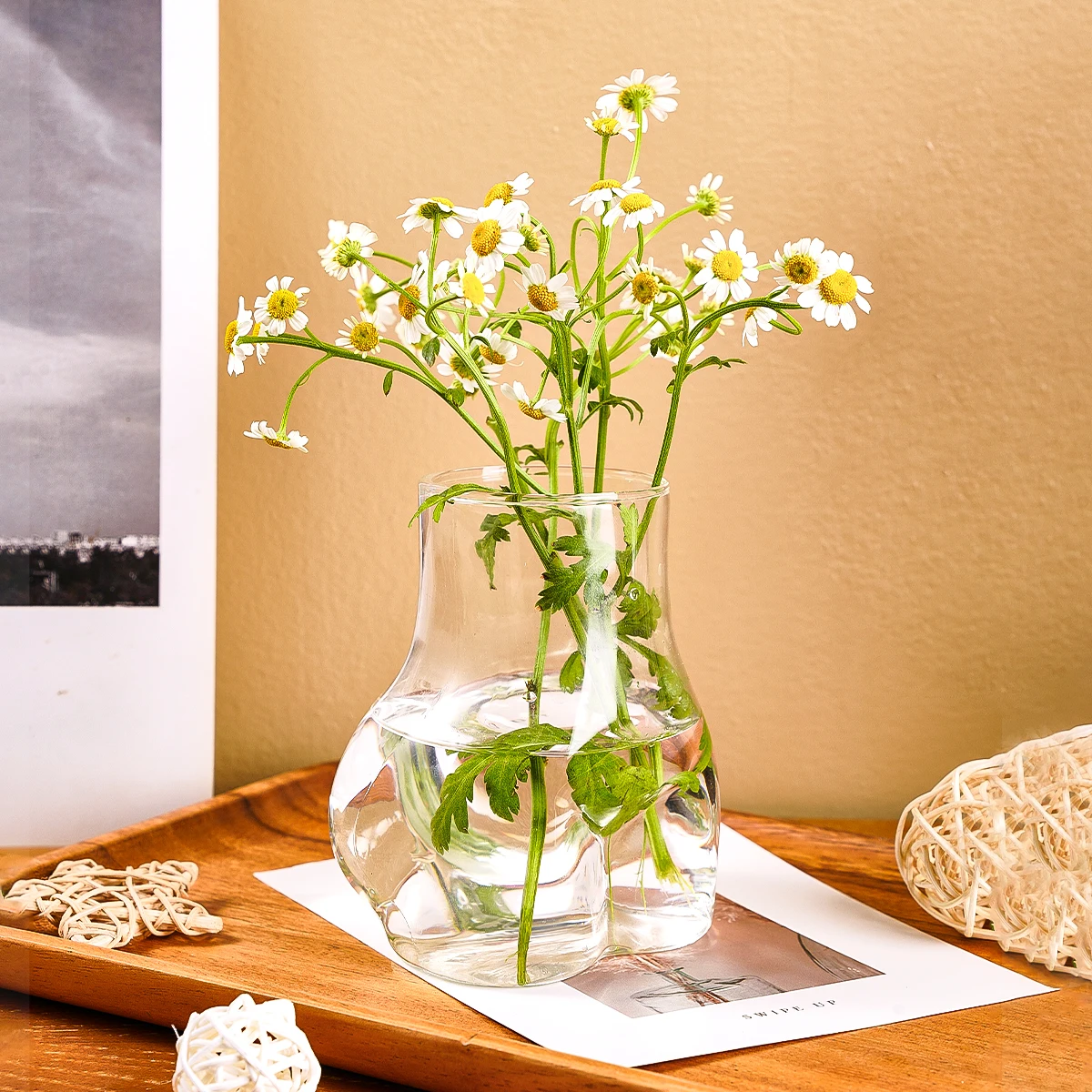 1PC, a funny and cute bottom vase, an artistic handcrafted glass decorative vase, a home desktop decorative vase