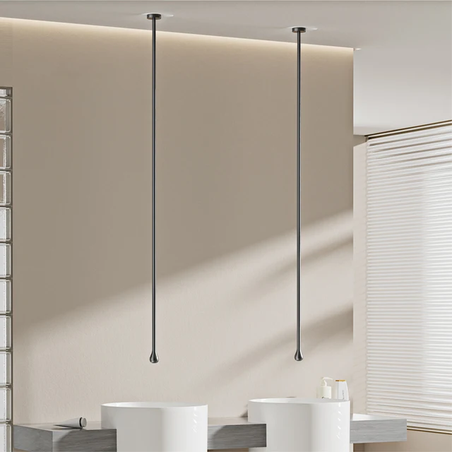 Luxury Matte สีดําทองเหลืองเพดานสไตล์ก๊อกน้ํา,โมเดิร์นติดผนัง Handle Dual ใช้ห้องน้ําอ่างล้างจานอ่างอาบน้ํา FIXTURE 2