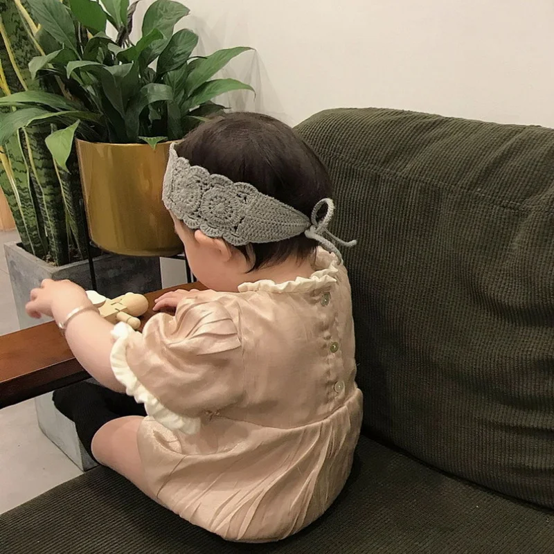 Girl Romper New Summer for Baby Girl Wrinkled Collar Short Sleeves Romper Princess Triangle Jumpsuit Child Clothing E2122