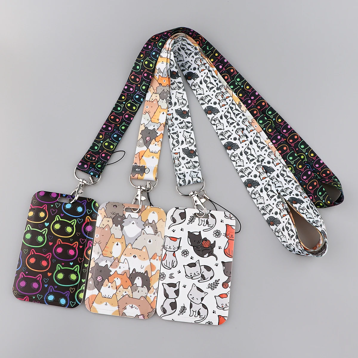 Ransitute R2893 Lovely Cartoon Cat Lanyard Card Id Holder Car Keychain Id Card Pass Gym Phone Badge Kids Key Ring Holder Jewelry badge holder badge holder keychain car keychain