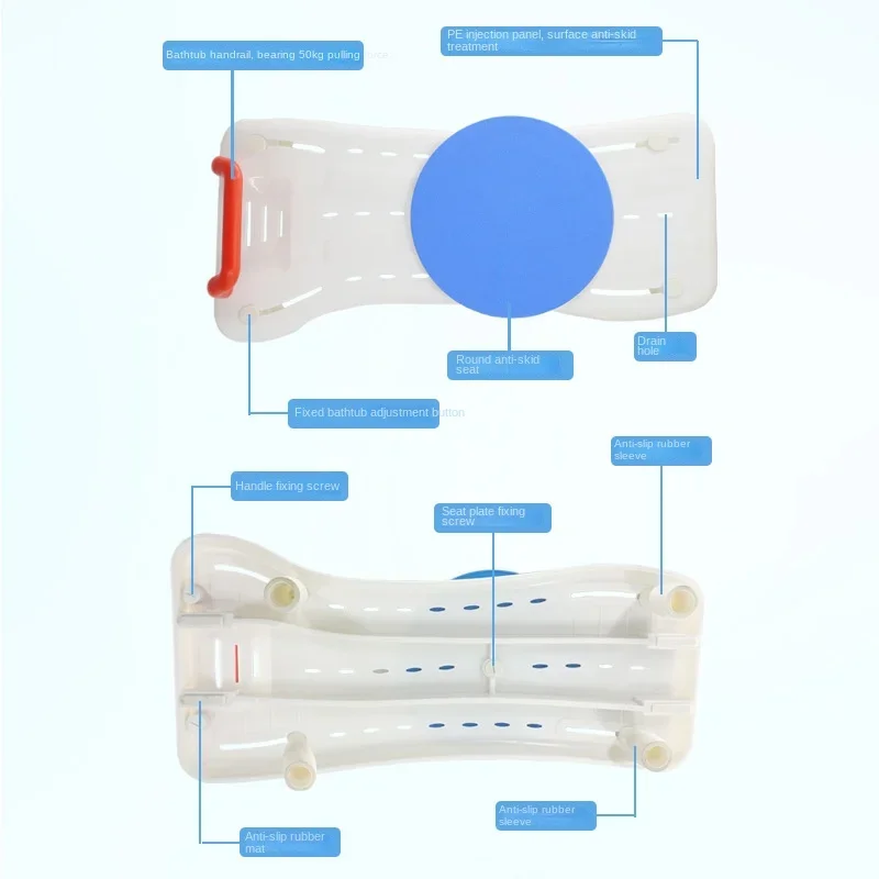 Rotatable Bathtub Bath Board with Handrails, Elderly Care Products Bath Seat Board, Disability Aids Non-slip Disc Bathtub Boards