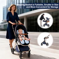 Poussette de luxe 3 en 1 pour bébé, landau Portable pliable, voiture de paysage haut pour nouveau-né, poignée réglable, voyage 3