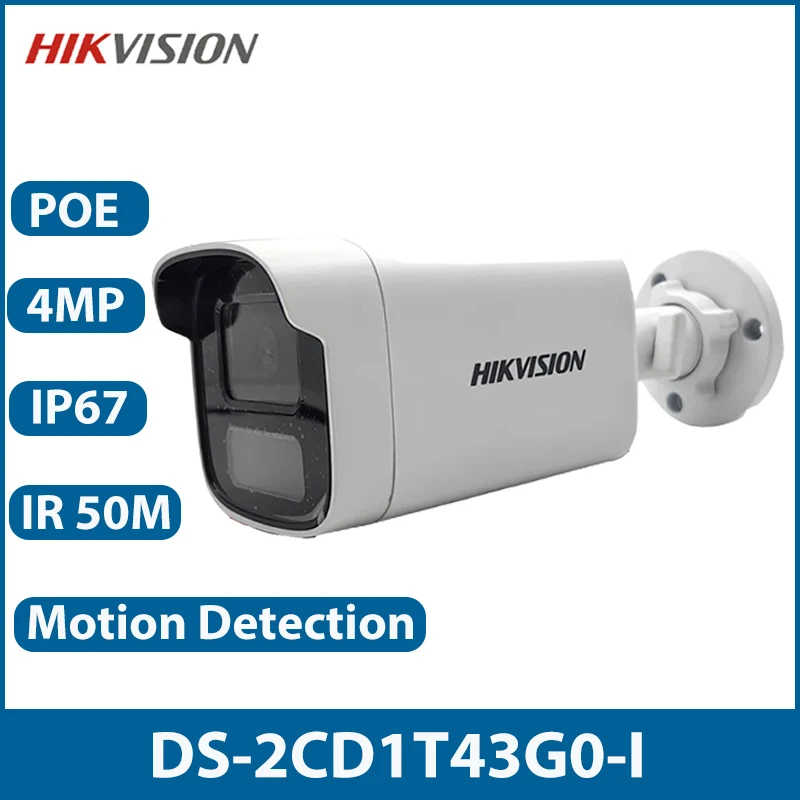 Hikvision Ip Camera Protezione Di Sicurezza 4Mp Outdoor Fixed Ip67 Microfono Integrato 3D Dnr Poe Cctv Bullet Network Camera Ds-2Cd1T43G0-I