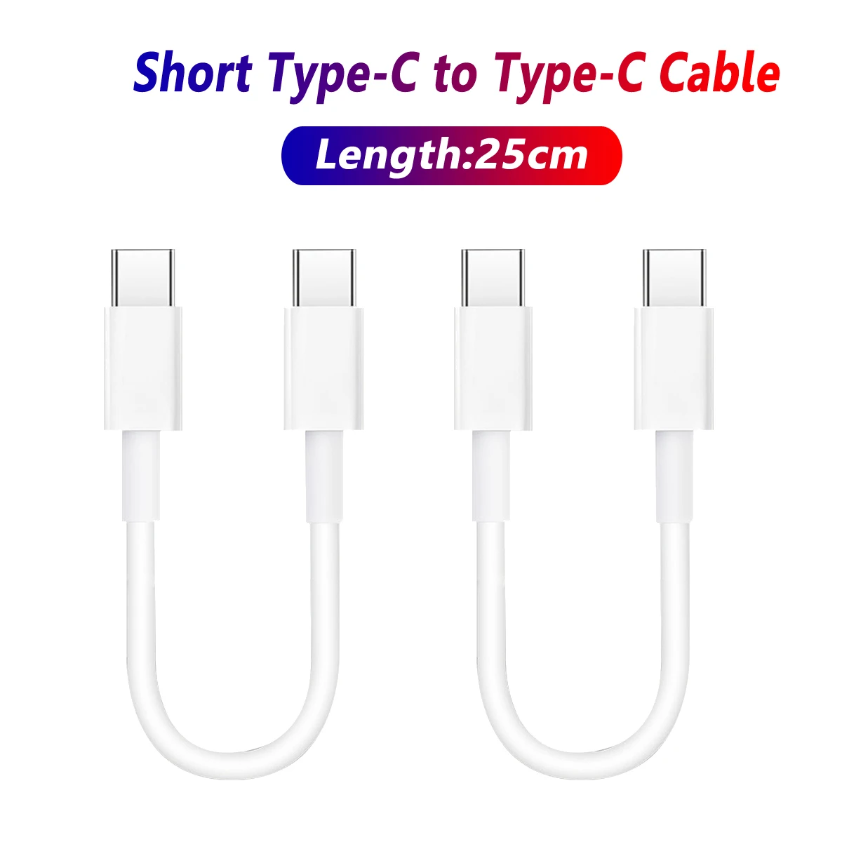 Ultra Short 25cm Type C Cable For Samsung USB C To USB-C Data Wire 3A Fast Charging Cable For Huawei Xiaomi Type-C Charger Cord