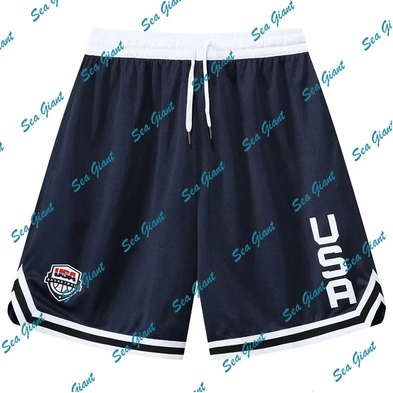 USA Print Basketball Shorts Training Men Active Shorts Loose Pockets Cycling Exercise Training Running Gum Sports Bottom Clothes