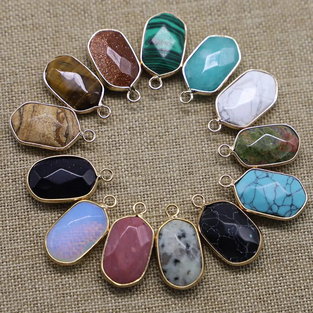 20*14MM Natural Stone Connector Charms Unakite Howlite Rhodonite Opal Pendants Single Hole for DIY Jewelry Necklace Making 10PCS