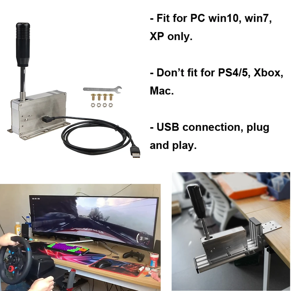 PC USB 레이싱 게임 순차 시프터 H 기어 시프트 SIM, 로지텍 G25 G27 G29 G920 G923 트러스트마스터 T300RS/GT T500, ETS2 용
