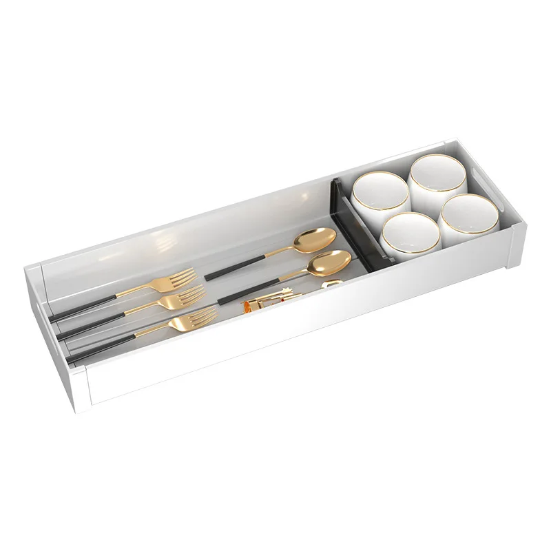 Drawer Tableware Box Expandable Kitchen Utensil Tray 5Compartments Forks Knives Storage Drawer Organizer Divider Container 5