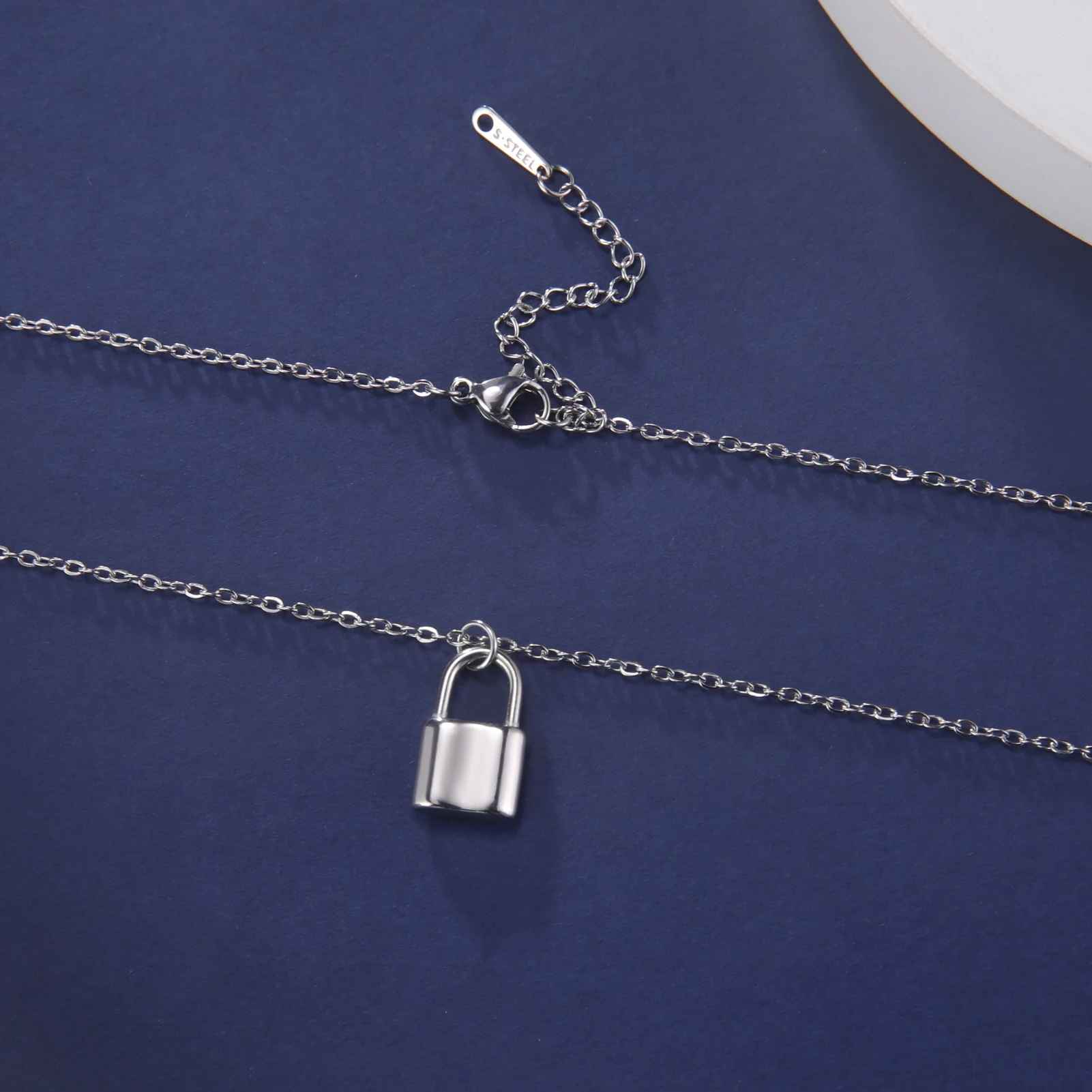 Unift Stainless Steel Padlock Necklace Women Men Stainless Steel
