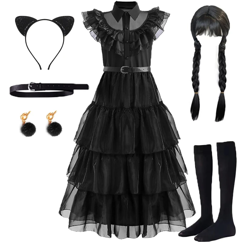 Wednesday Addams Cosplay For Girl Costume 2023 New Vestidos For Kids Party  Dresses Carnival Easter Halloween Costumes 5 14 Years| | - AliExpress
