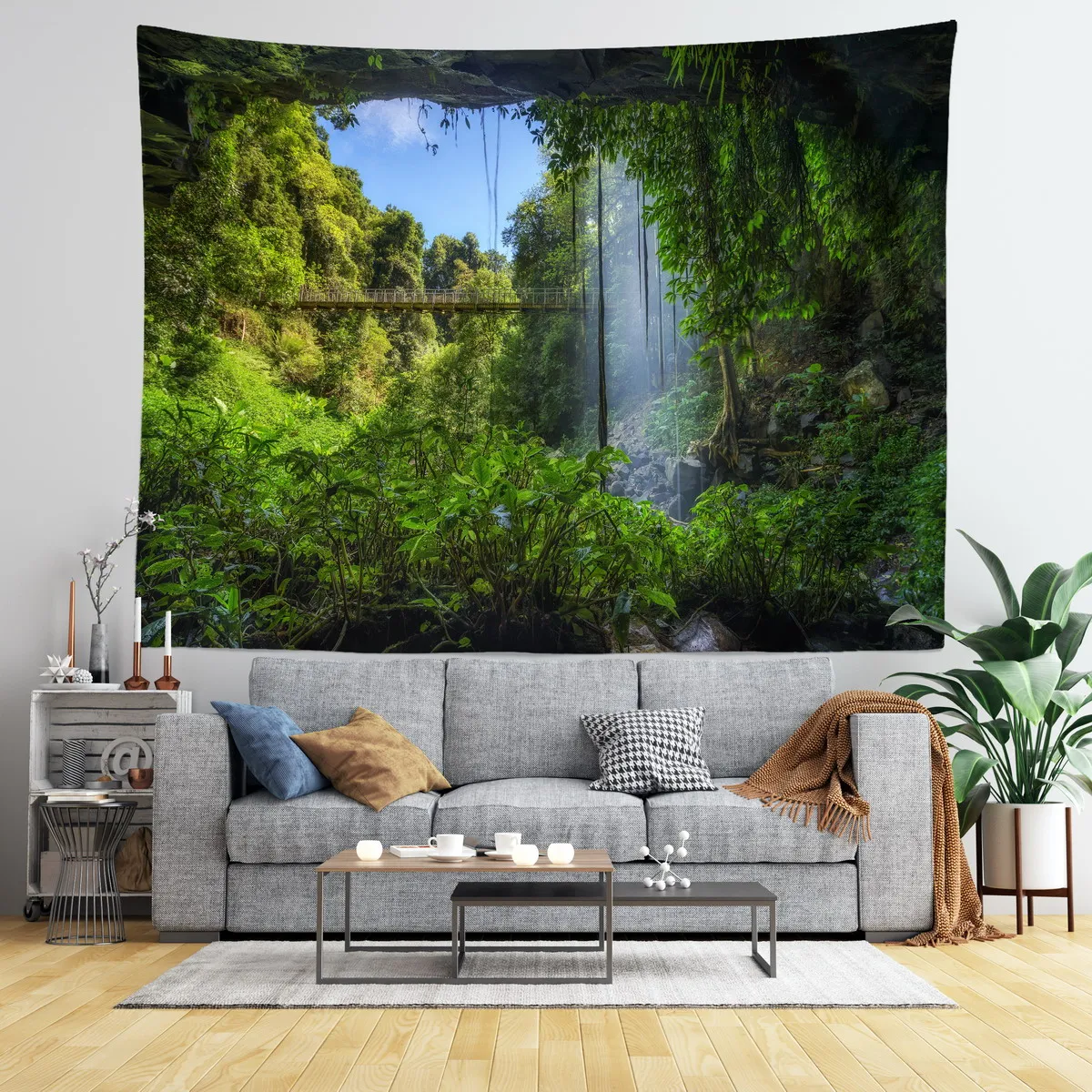 

Forest Suspension Bridge Rainforest Adventure Tapestry Bohemian Ornaments For Room Tapestries Bedroom Decoration Mural Tapestrie