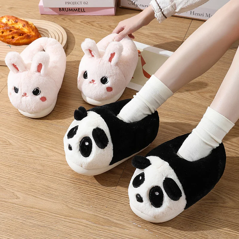 Women Cartoon Plush Slippers Cute Animals Winter Indoor Boots Platform Slippers Gifts Soft Fluffy Flannel Warm Home Cotton Shoes 2