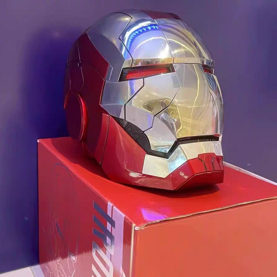 Casque électrique Iron Man Mk5, casque d'ouverture et de fermeture  multi-pièces, commande vocale, yeux lumineux, jouet modèle pour adulte,  cadeau pour enfant, 1:1