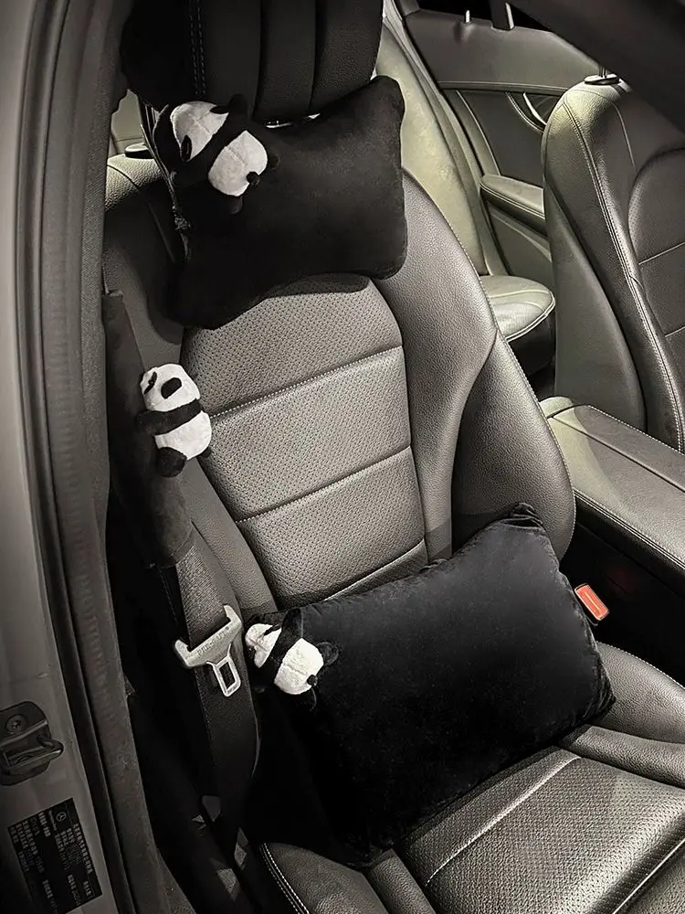 Car Pillow Car Headrest Car Headrest Cartoon Cute Creative Panda Decorative Supplies Universal Plush Neck Protection Car Accessories Interior