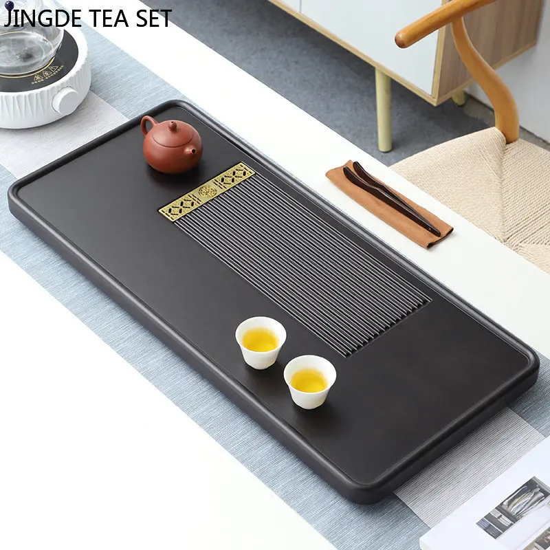 Large Size Solid Wood Tea Tray with Drainage Tank High Grade Puer Tea Table Chinese Teaware Storage Supplies Tea Ceremony Tool