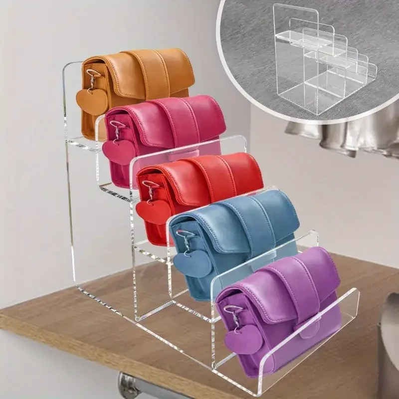 Acrylic Clear Display Risers 2-5 Tiers Handbag Purse Display Shelf Jewelry Racks Organizer Makeup Storage rack