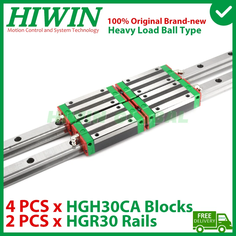 ของแท้ HIWIN Linear ท่องเที่ยว HGR30 300 400 500 600 700 800 900 1000 1100 1200 1500MM Rail HGH30CA Carriage สไลด์ CNC Router ใหม่ 1