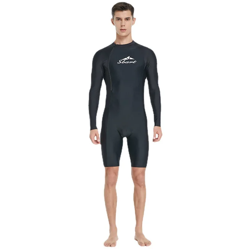 SBART Men Lycra Rashguard Long Sleeves Shorts One-piece Diving Suits Surf Swimsuit Swimming Rash Guards Surfing Swimwear one piece swimsuit