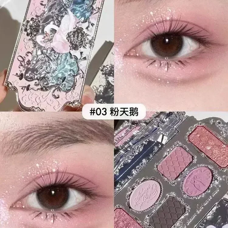 Flower Knows Swan Ballet Series 6 Color Eyeshadow Glitter Makeup Palette