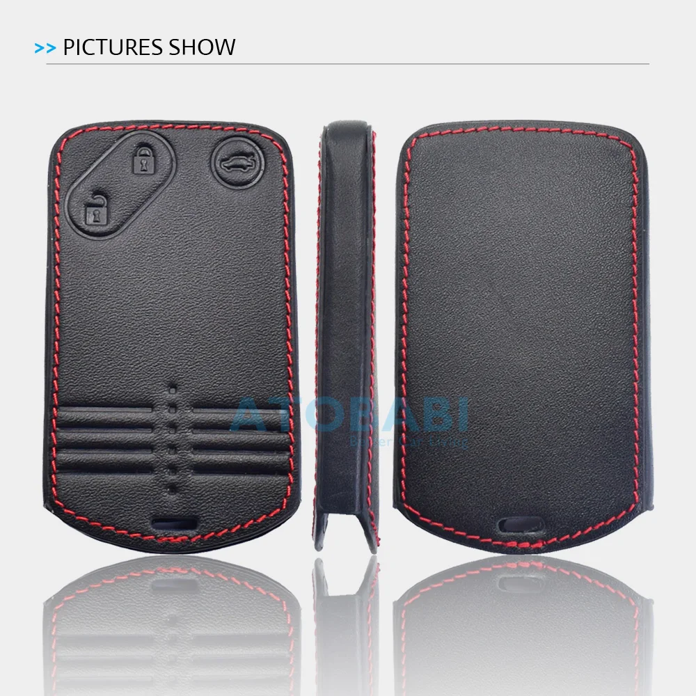 Leder-Autoschlüssel-Abdeckung für Mazda CX-7 CX-9 MX-5 Miata RX-8 2007 2008 2009, Schlüsselanhänger-Halter, intelligente Fernbedienung, Schlüsselanhänger-Schutzhülle – Detail 5