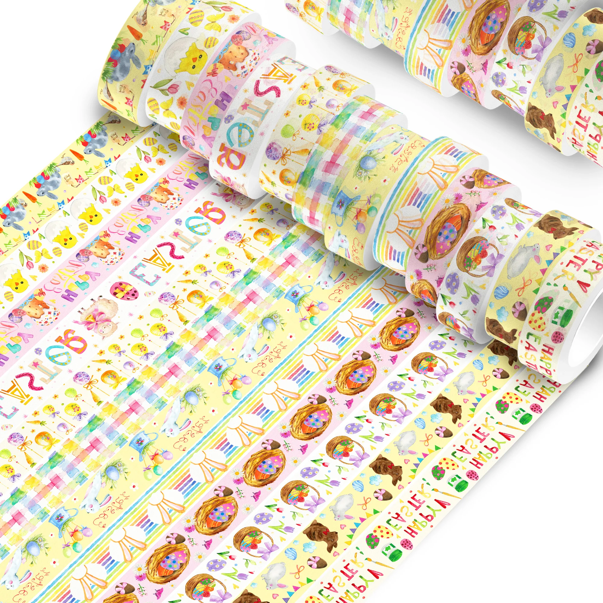 12 롤 부활절 날 계란 토끼 패턴 마스킹 테이프 DIY 핸드북 재료 스티커 Washi 테이프 Scrapbooking 생일 선물 용품