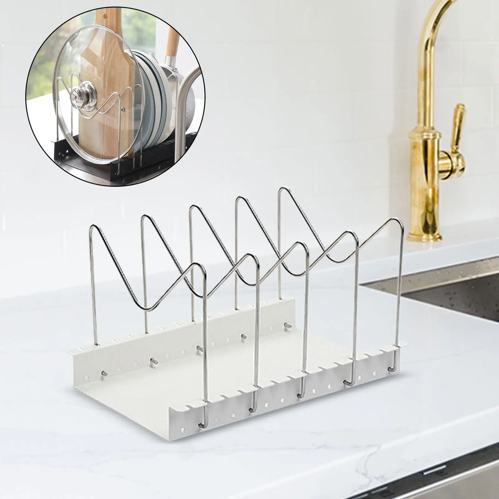 Cutting Board Rack Holder Pot Lid Rack Organizer for Bakeware Dishes Pantry