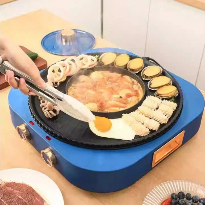 Korean Hot Pot Grill Household Grill Pan Multifunctional Barbecue Pot BBQ Electric Smokeless Grelha Churrasco、 3