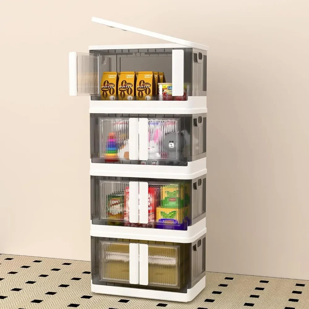 

33.6 Quart Closet Organizers and Storage Plastic Collapsible Stackable Storage Bins With Lids and Wheels for Home Organizer Box