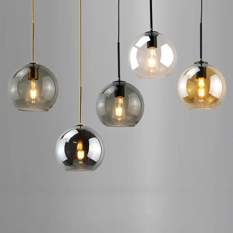 

Скандинавский подвесной светильник из дымчатого серого стекла, настенная лампа для спальни, декоративное освещение для ресторана, кухни, островка, роскошный светильник