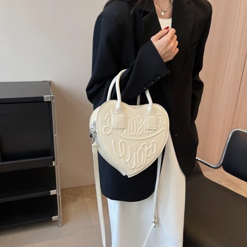 Frauen Handtasche Mode Herz Form Originalität Design Leder Taschen Für Frauen Umhängetaschen Großen Größe Leder Weibliche Schulter Tasche — изображение 5