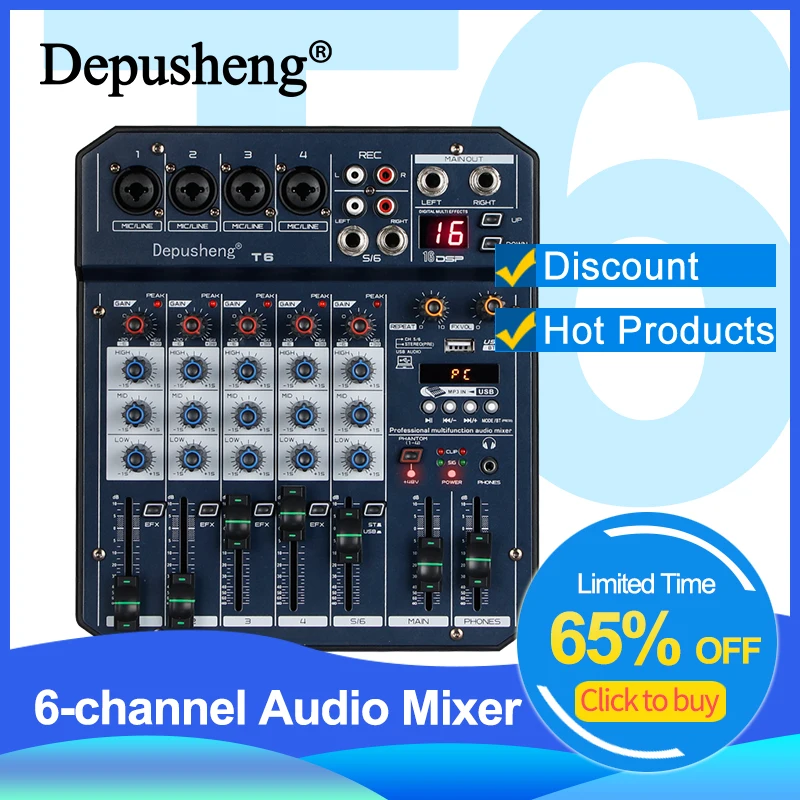DepushengU6オーディオミキサー Amazon.com: Depusheng M6 6 channel DJ mixer Portable