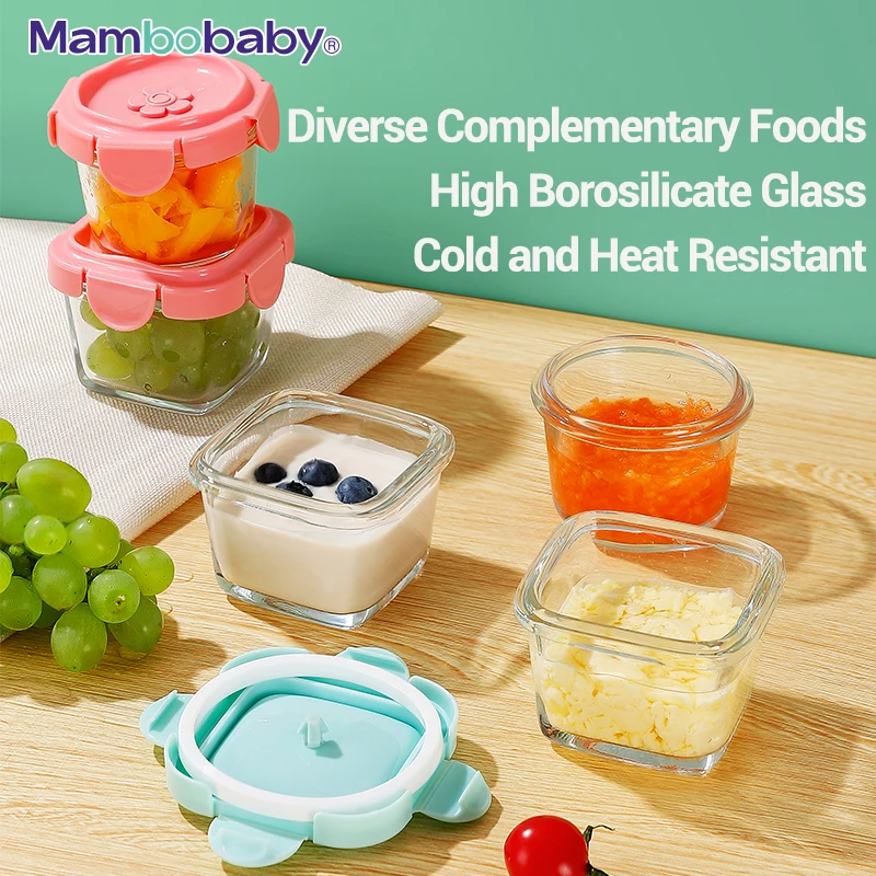 Baby Complementary Feeding Food Container Sealing Cap BPA-Free Glass Jar Portable Food Storage Mambobaby Formula Store Box
