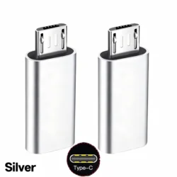 Universal 2 - in - 1 USB C to Micro USB Fast Charge Adapter and Data Sync Converter (Silver2Pcs)