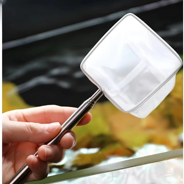 Aquarium Square Fishing Net With Suction Cup Extendable Long Handle Fishing Gear For Catching Fish Shrimp tank clean accessories 2