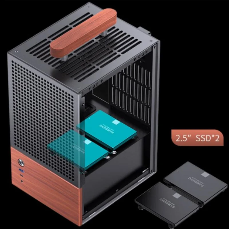 JONSBO T6 ITX Chassis Computer Case 3mm Aluminum Alloy 8mm North America Walnut Wood MINI PC pc case pc chassis mini itx desktop case