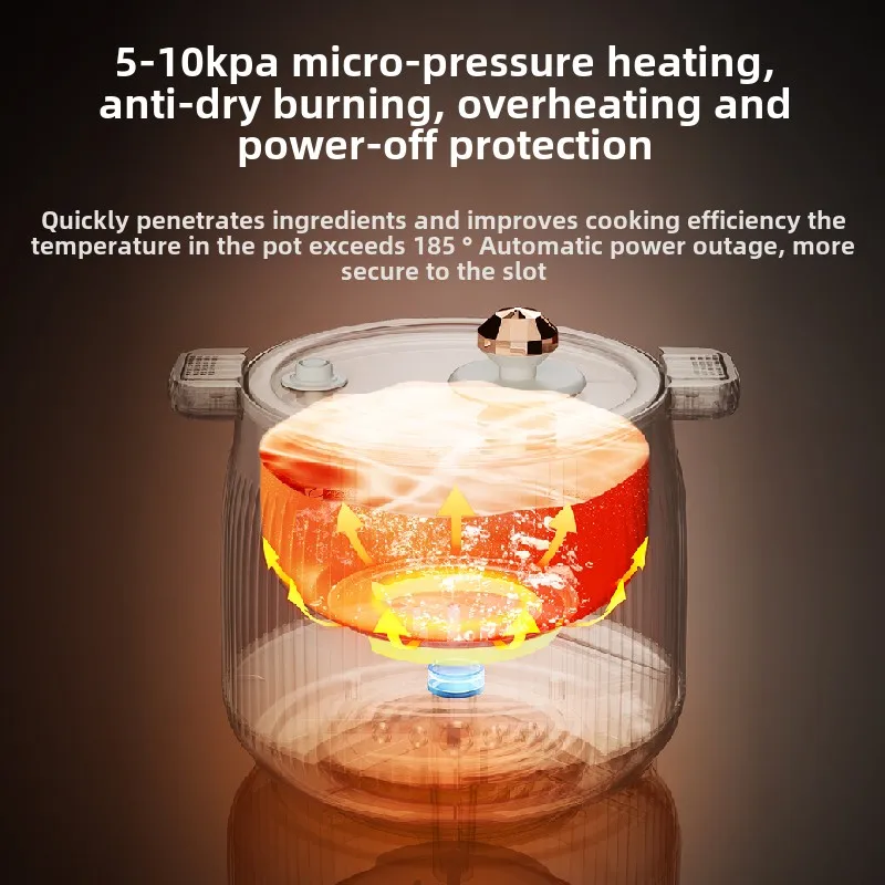 220V/Electric Cooking Pot Multi-functional Home Small Electric Pot Micro Pressure Pots, Ceramic Glaze Non stick Pan Rice Cookers 2