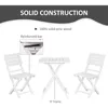 3 Piece Bistro Set, Wood Folding Outdoor Furniture with Table & Chairs for Backyard & Balcony, Square, White 5