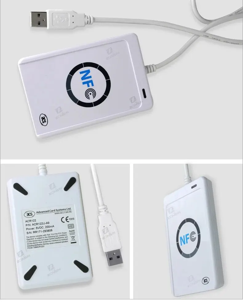 USB ACR122U 비접촉식 스마트 카드 ACR-122U 액세스 카드 복사 판독기, IC 속성 엘리베이터, 암호 해독 복사기, 13.56MHZ