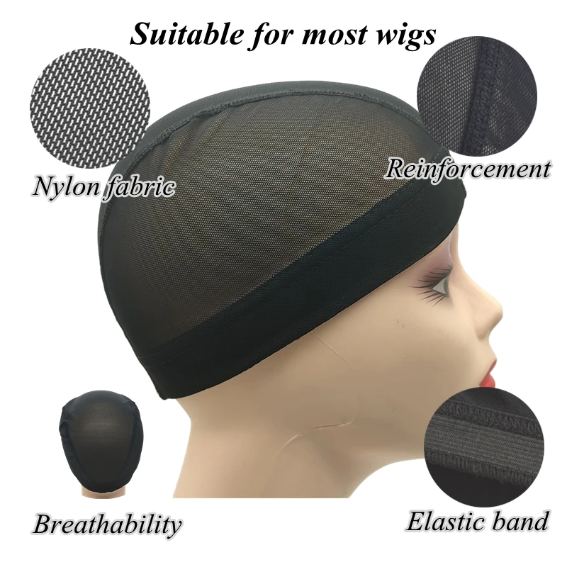 1/2Pcs Wig Caps Mesh Cap for Making Wig Stretchable Hairnets with Wide Elastic Band Mesh Dome Cap for Wigs S/M/L 3 Size
